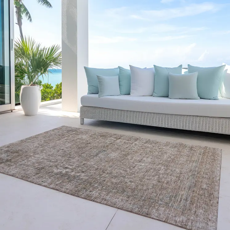 3' X 5' Brown And Beige Abstract Washable Indoor Outdoor Area Rug