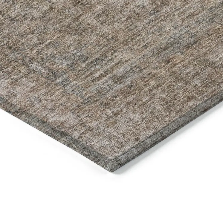 8' X 10' Brown And Beige Abstract Washable Indoor Outdoor Area Rug