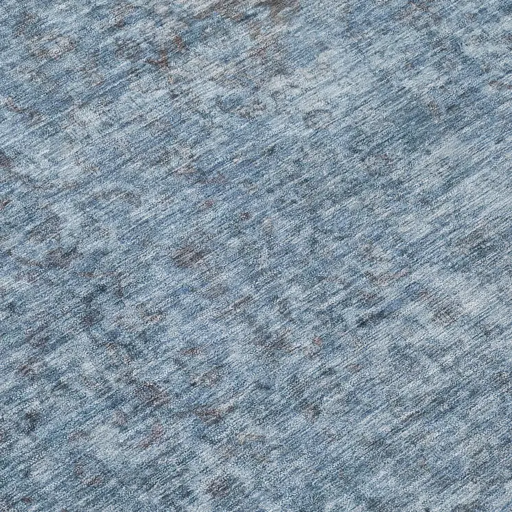 8' Blue And Beige Round Abstract Washable Indoor Outdoor Area Rug