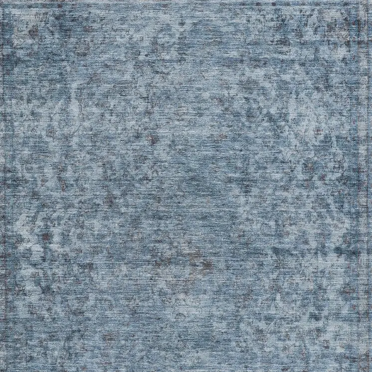 9' X 12' Blue And Beige Abstract Washable Indoor Outdoor Area Rug