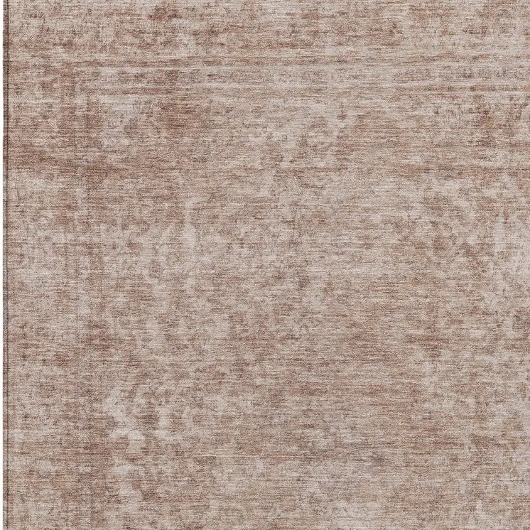 3' X 5' Copper And Beige Abstract Washable Indoor Outdoor Area Rug