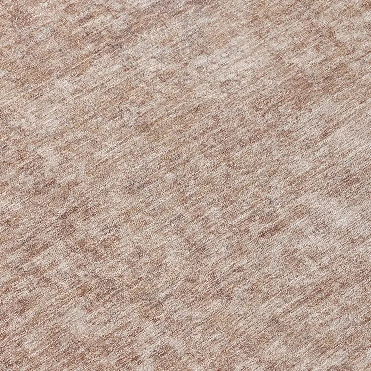 8' Copper And Beige Round Abstract Washable Indoor Outdoor Area Rug