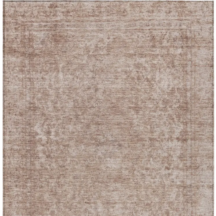 8' X 10' Copper And Beige Abstract Washable Indoor Outdoor Area Rug