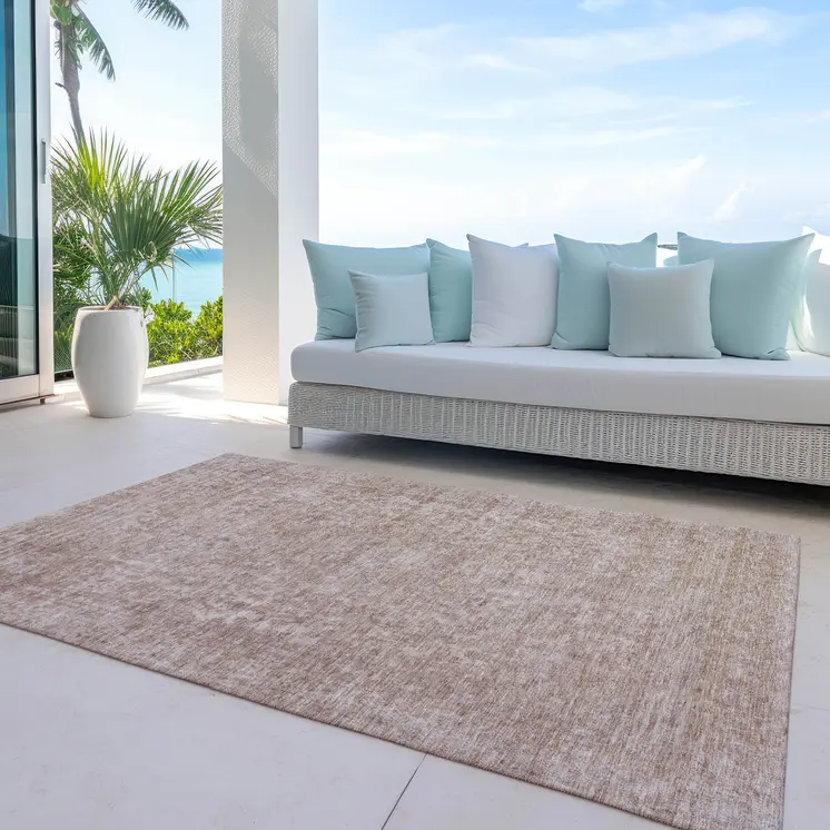 8' X 10' Copper And Beige Abstract Washable Indoor Outdoor Area Rug