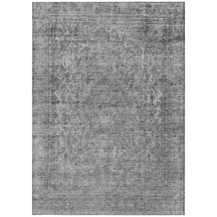 5' X 8' Gray And Beige Abstract Washable Indoor Outdoor Area Rug