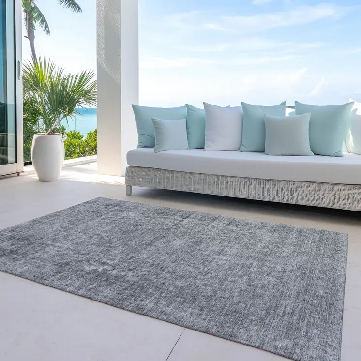 8' X 10' Gray And Beige Abstract Washable Indoor Outdoor Area Rug