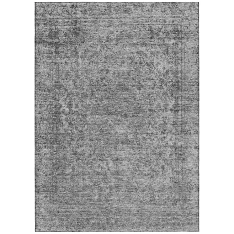 8' X 10' Gray And Beige Abstract Washable Indoor Outdoor Area Rug