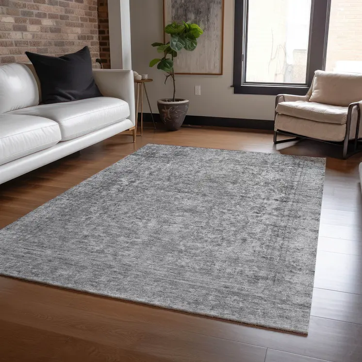 8' X 10' Gray And Beige Abstract Washable Indoor Outdoor Area Rug