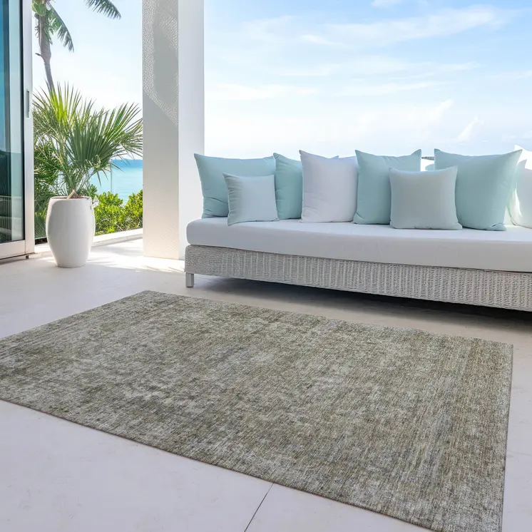 8' X 10' Pewter And Beige Abstract Washable Indoor Outdoor Area Rug