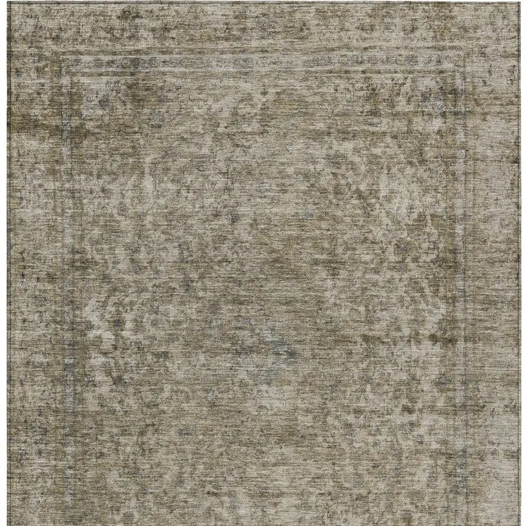 10' X 14' Pewter And Beige Abstract Washable Indoor Outdoor Area Rug