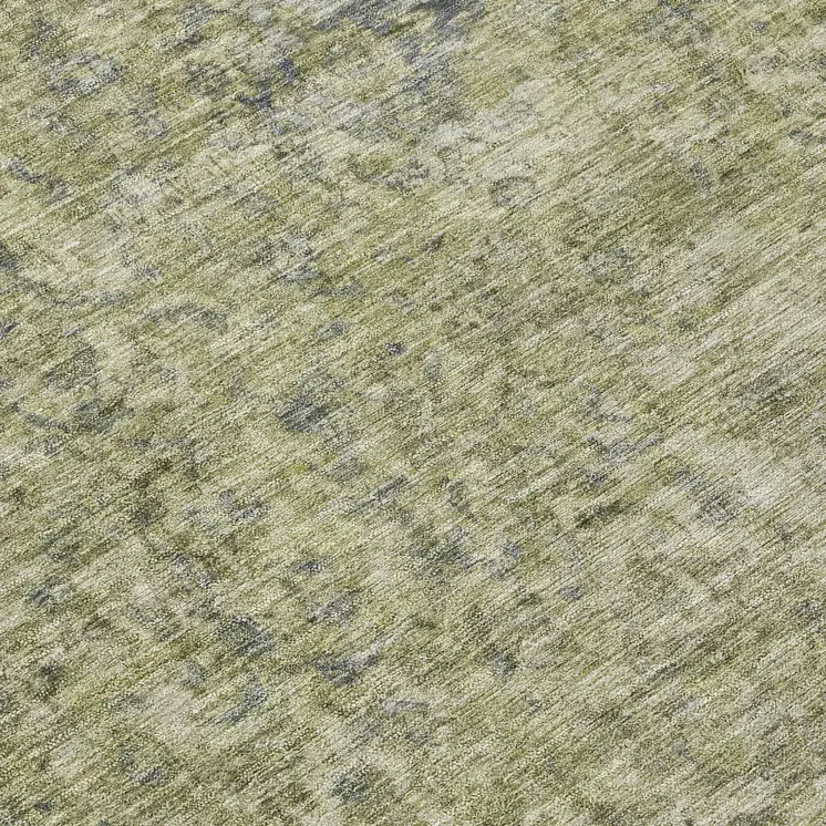 8' Sage And Beige Round Abstract Washable Indoor Outdoor Area Rug