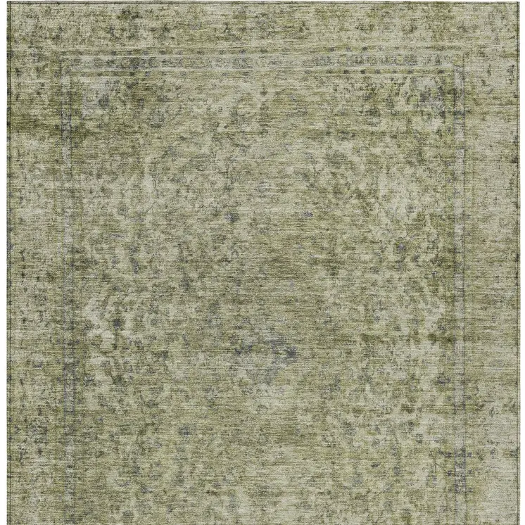 10' X 14' Sage And Beige Abstract Washable Indoor Outdoor Area Rug