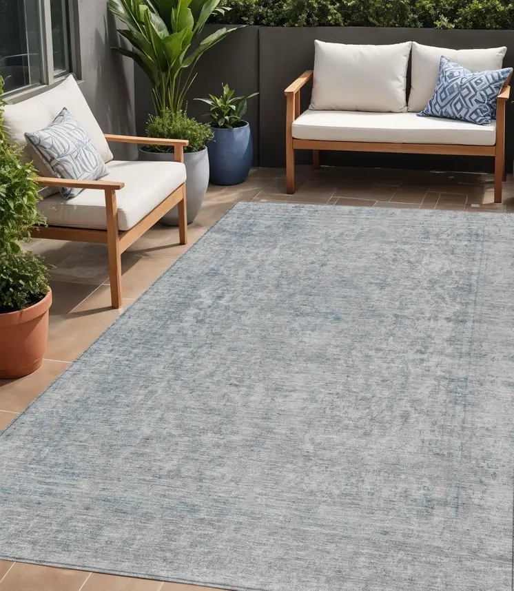 5' X 8' Silver And Beige Abstract Washable Indoor Outdoor Area Rug