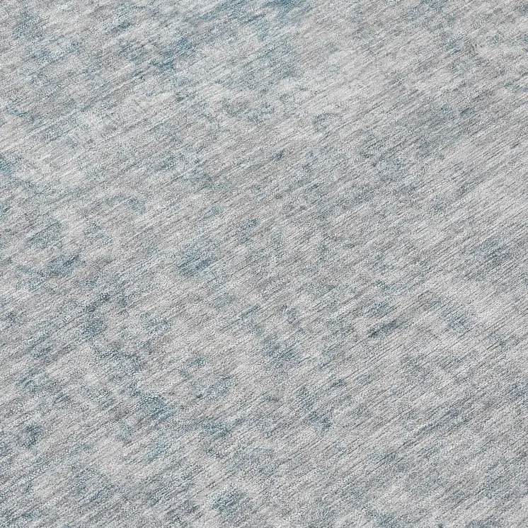 8' Silver And Beige Round Abstract Washable Indoor Outdoor Area Rug