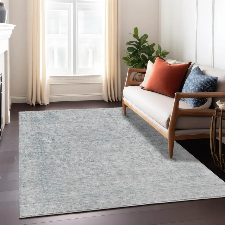 9' X 12' Silver And Beige Abstract Washable Indoor Outdoor Area Rug