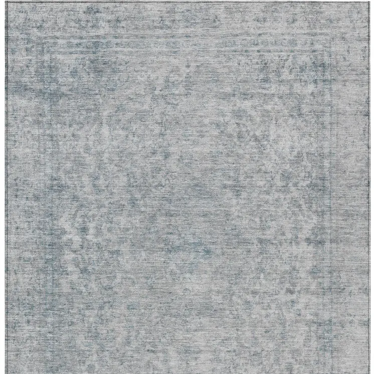 10' X 14' Silver And Beige Abstract Washable Indoor Outdoor Area Rug