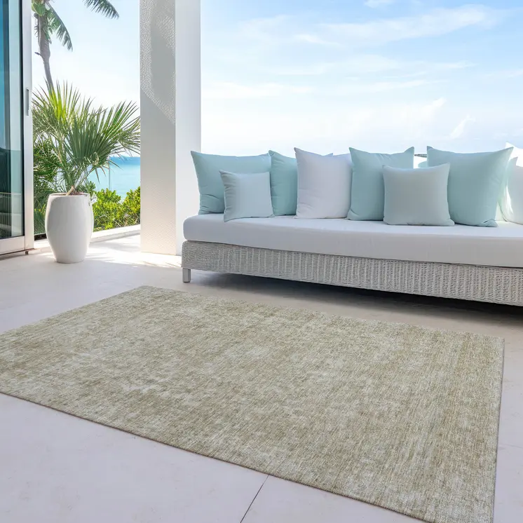 3' X 5' Tan And Beige Abstract Washable Indoor Outdoor Area Rug