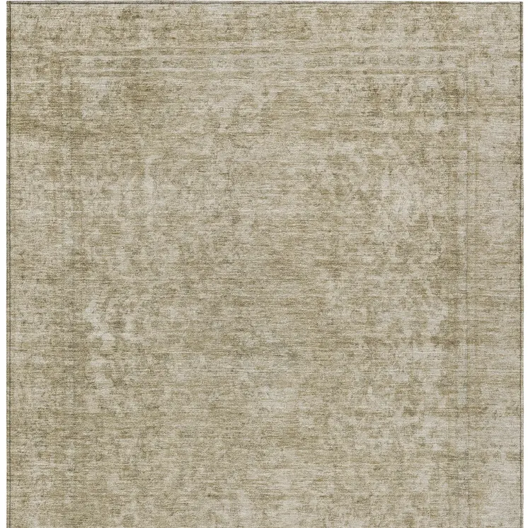 9' X 12' Tan And Beige Abstract Washable Indoor Outdoor Area Rug