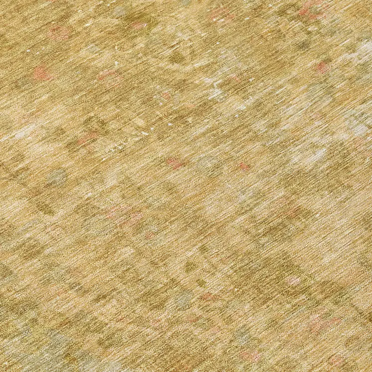 8' Coral And Wheat Round Medallion Washable Indoor Outdoor Area Rug