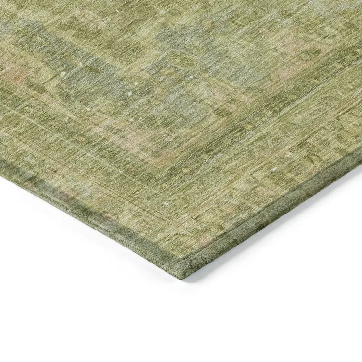 3' X 5' Fern Green And Sage Medallion Washable Indoor Outdoor Area Rug