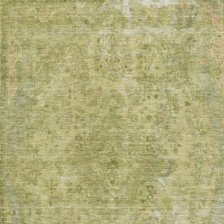 5' X 8' Fern Green And Sage Medallion Washable Indoor Outdoor Area Rug