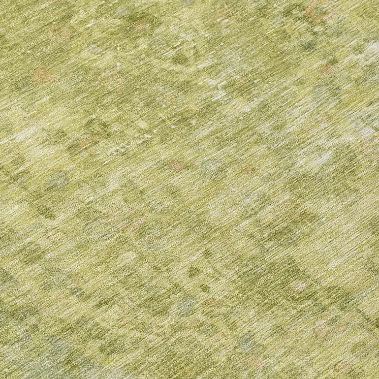 8' Fern Green And Sage Round Medallion Washable Indoor Outdoor Area Rug