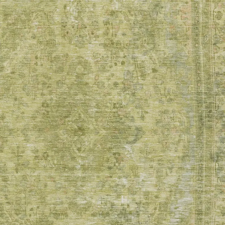 9' X 12' Fern Green And Sage Medallion Washable Indoor Outdoor Area Rug