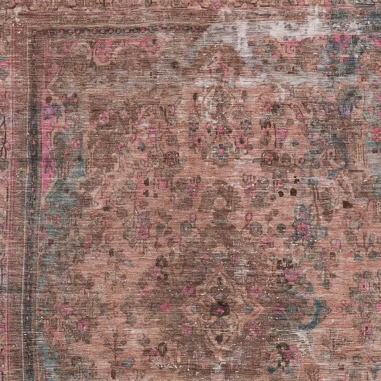8' X 10' Pink And Mauve Medallion Washable Indoor Outdoor Area Rug
