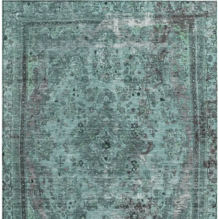 3' X 5' Teal Blue And Turquoise Medallion Washable Indoor Outdoor Area Rug