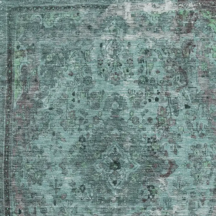 5' X 8' Teal Blue And Turquoise Medallion Washable Indoor Outdoor Area Rug