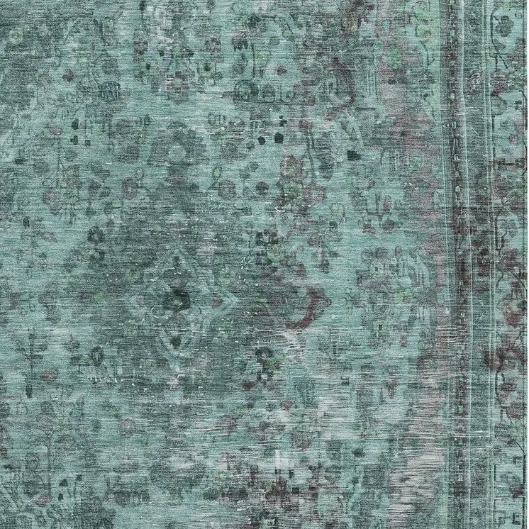 8' X 10' Teal Blue And Turquoise Medallion Washable Indoor Outdoor Area Rug