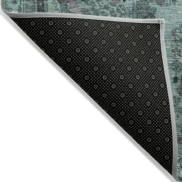 10' X 14' Teal Blue And Turquoise Medallion Washable Indoor Outdoor Area Rug