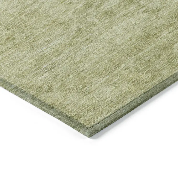 5' X 8' Artichoke Green And Ivory Medallion Washable Indoor Outdoor Area Rug