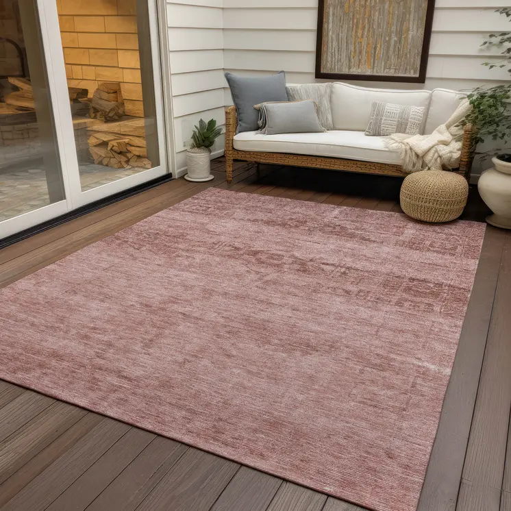 5' X 8' Blush And Mauve Medallion Washable Indoor Outdoor Area Rug
