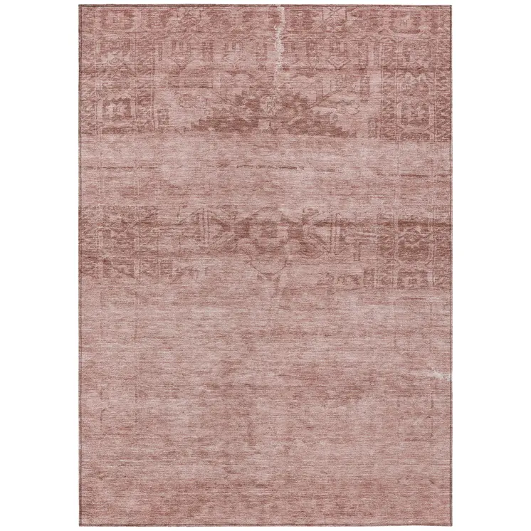 5' X 8' Blush And Mauve Medallion Washable Indoor Outdoor Area Rug
