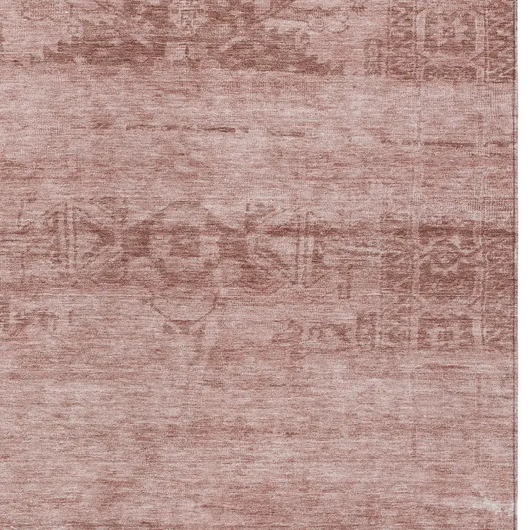 5' X 8' Blush And Mauve Medallion Washable Indoor Outdoor Area Rug