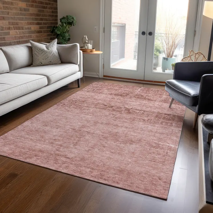 5' X 8' Blush And Mauve Medallion Washable Indoor Outdoor Area Rug