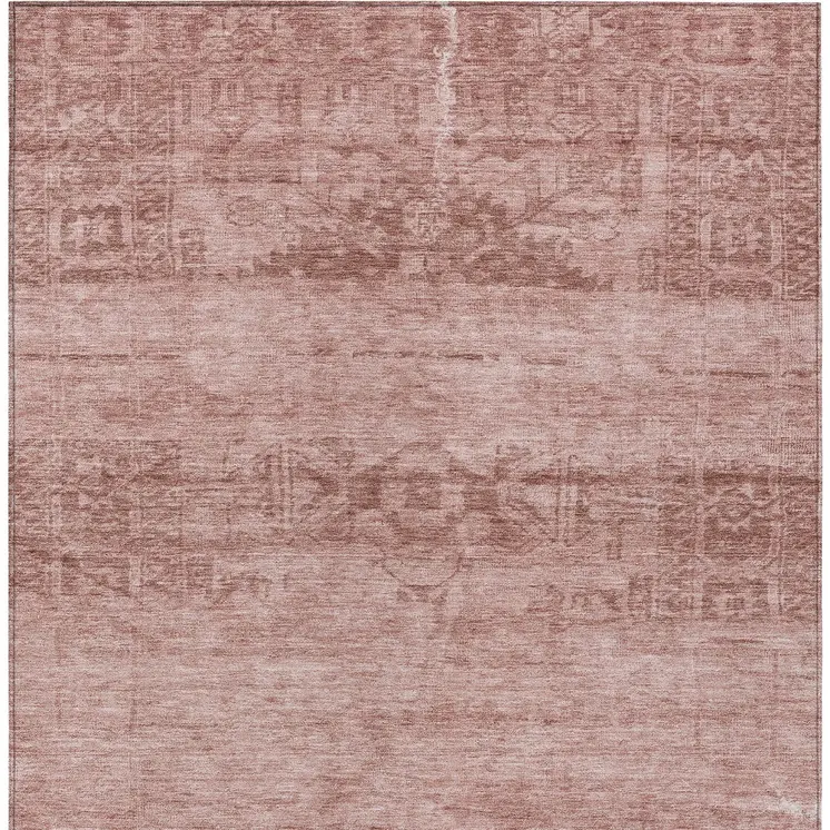 8' X 10' Blush And Mauve Medallion Washable Indoor Outdoor Area Rug