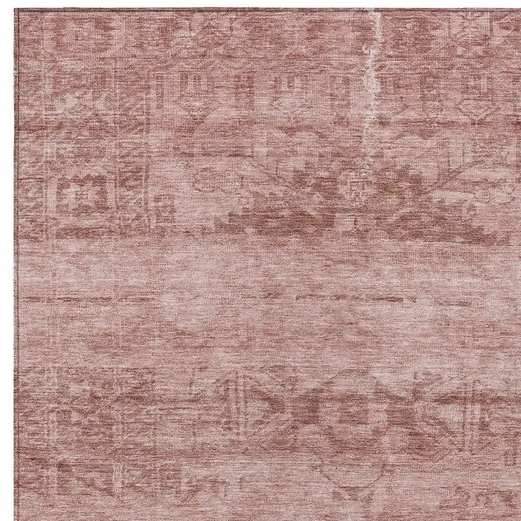 8' X 10' Blush And Mauve Medallion Washable Indoor Outdoor Area Rug