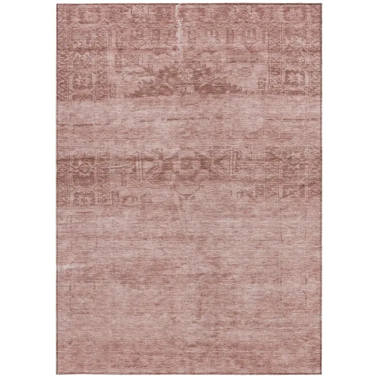 9' X 12' Blush And Mauve Medallion Washable Indoor Outdoor Area Rug