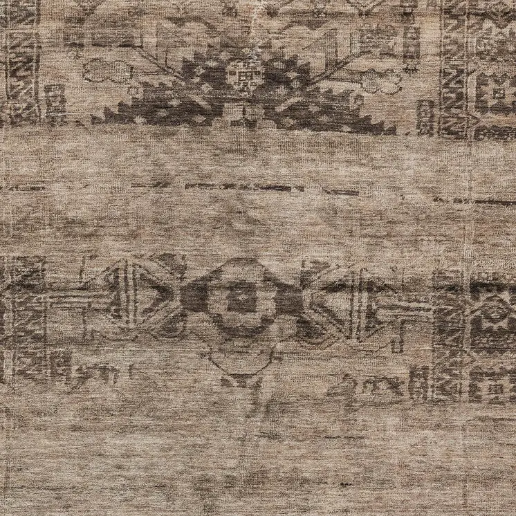 5' X 8' Brown And Taupe Medallion Washable Indoor Outdoor Area Rug