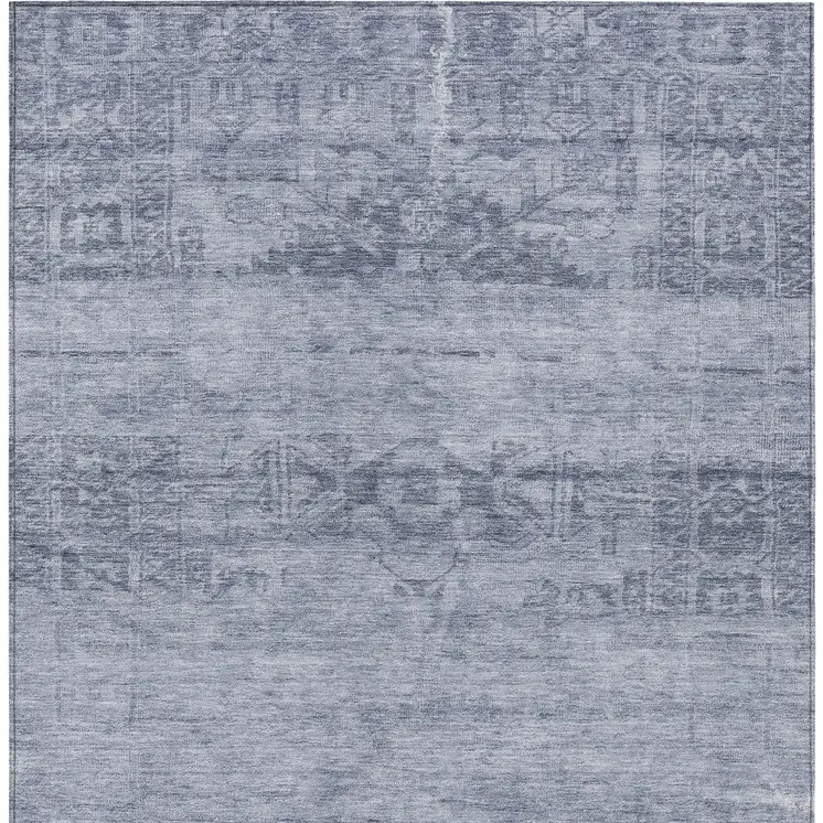 3' X 5' Denim Blue And Navy Blue Medallion Washable Indoor Outdoor Area Rug