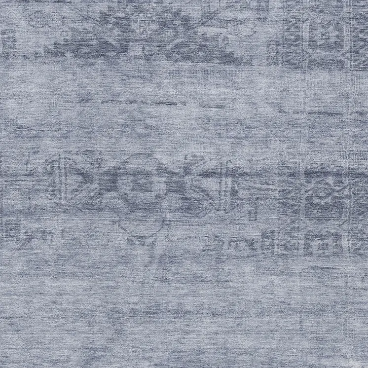 10' X 14' Denim Blue And Navy Blue Medallion Washable Indoor Outdoor Area Rug