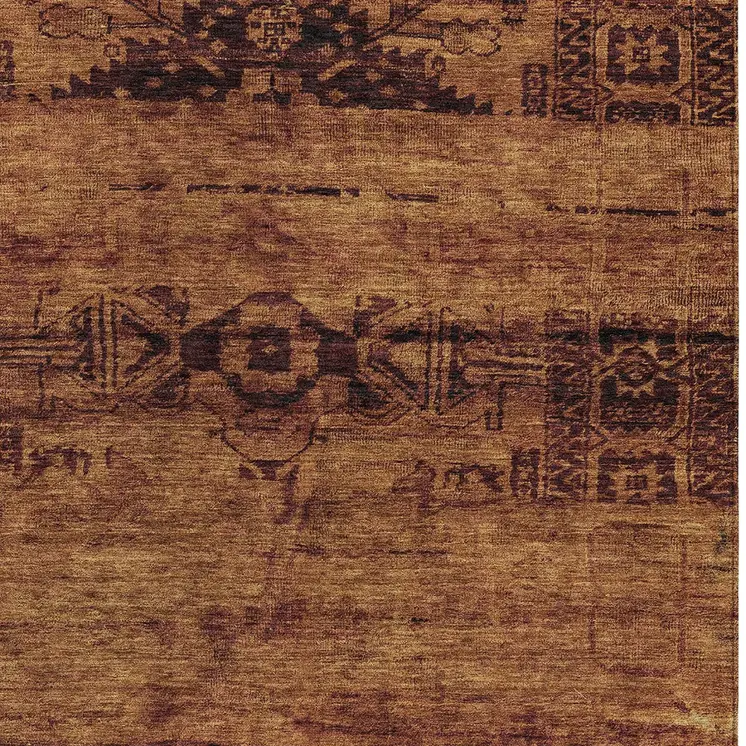 8' X 10' Rust And Brown Medallion Washable Indoor Outdoor Area Rug