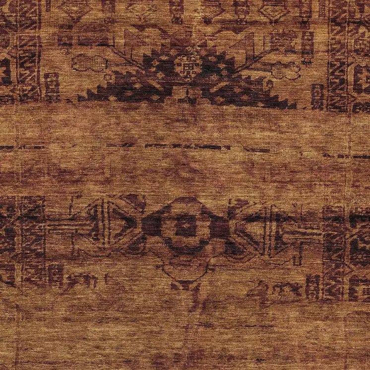 10' X 14' Rust And Brown Medallion Washable Indoor Outdoor Area Rug
