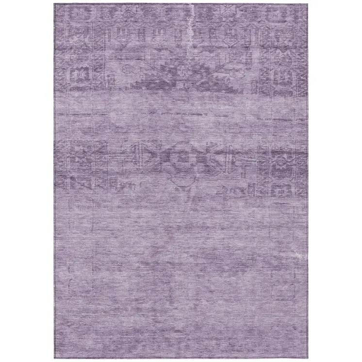 3' X 5' Plum And Purple Medallion Washable Indoor Outdoor Area Rug