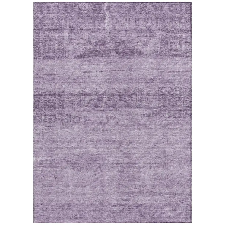 8' X 10' Plum And Purple Medallion Washable Indoor Outdoor Area Rug