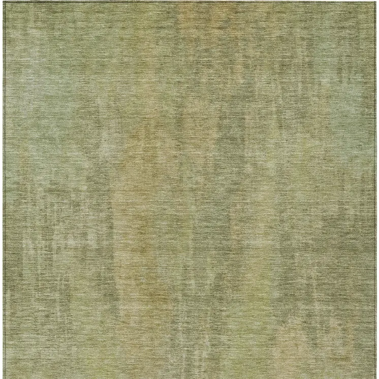 3' X 5' Artichoke Green And Fern Green Abstract Washable Indoor Outdoor Area Rug