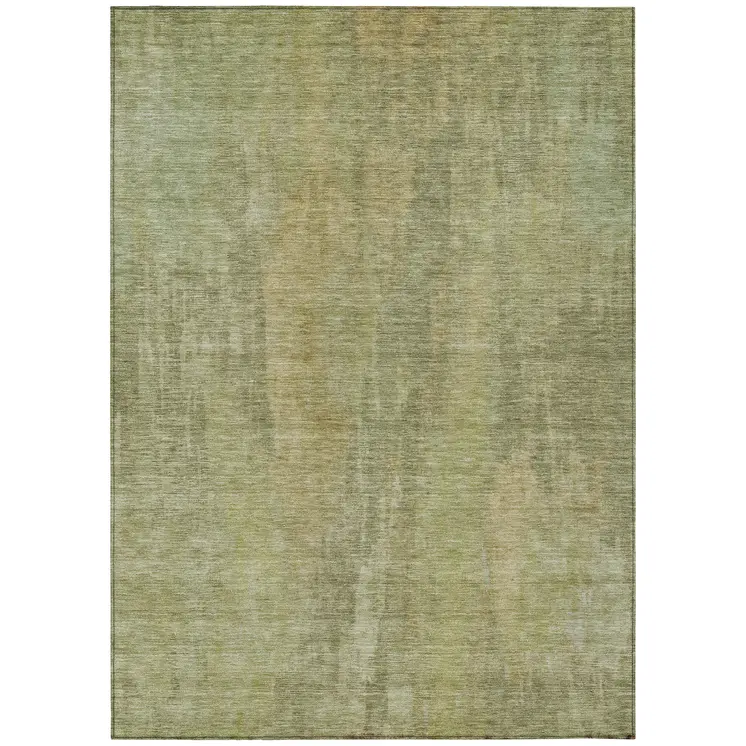 3' X 5' Artichoke Green And Fern Green Abstract Washable Indoor Outdoor Area Rug