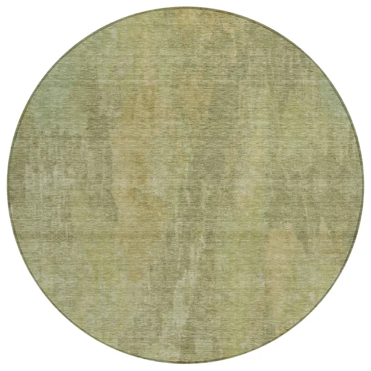 8' Artichoke Green And Fern Green Round Abstract Washable Indoor Outdoor Area Rug